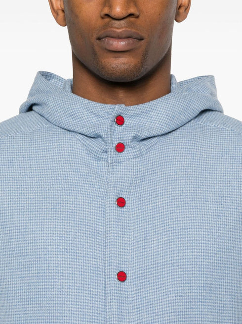 hooded gingham-check shirt